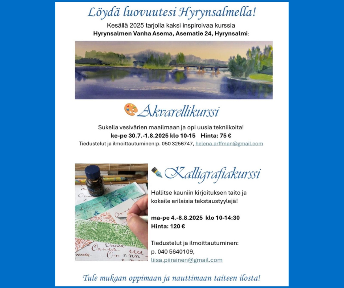 Akvarellikurssi ja Kalligrafiakurssi
