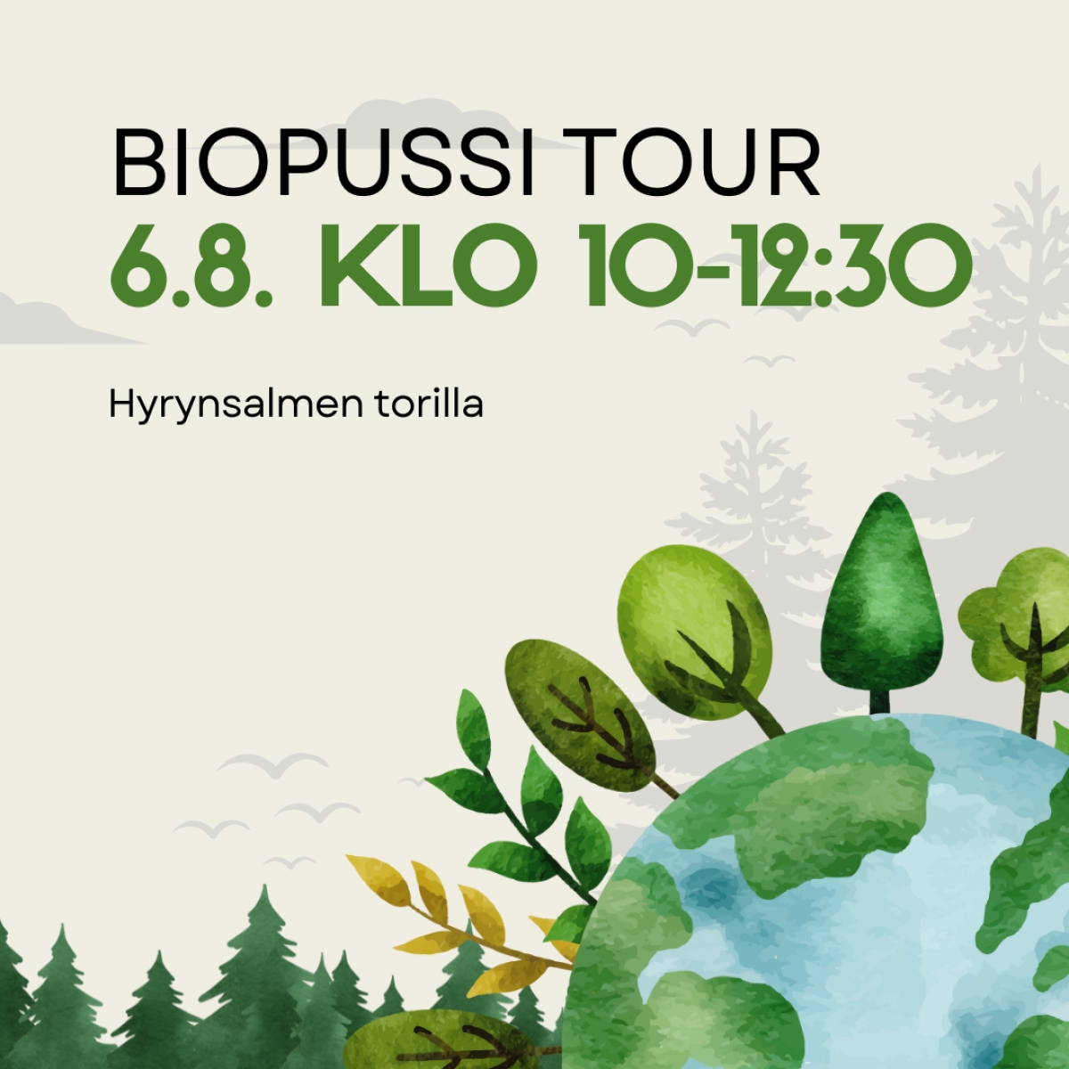 Biopussi Touri 6.8. klo 10-12:30 Hyrynsalmen torilla